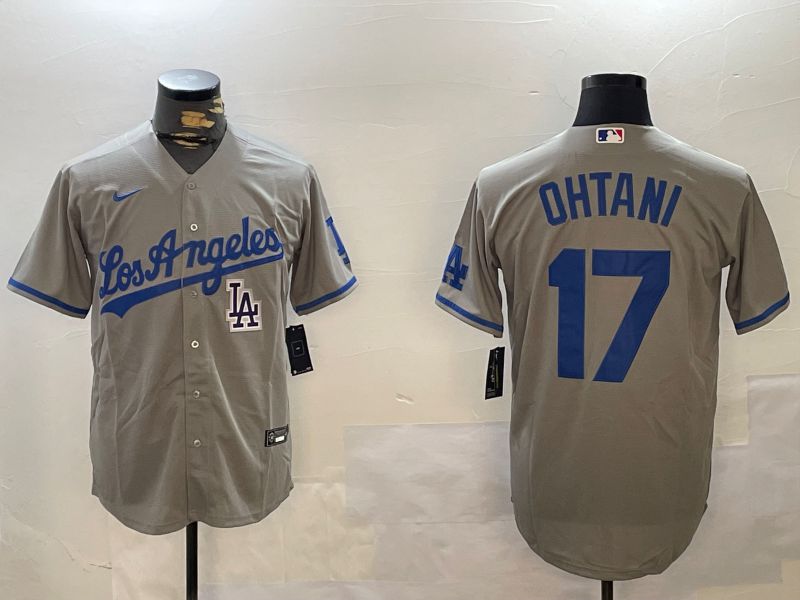 Men Los Angeles Dodgers #17 Ohtani Grey Game 2024 Nike MLB Jersey style 12165